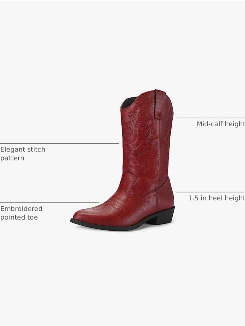 Amazon Red Women's Mid-Calf Western Ankle Boots